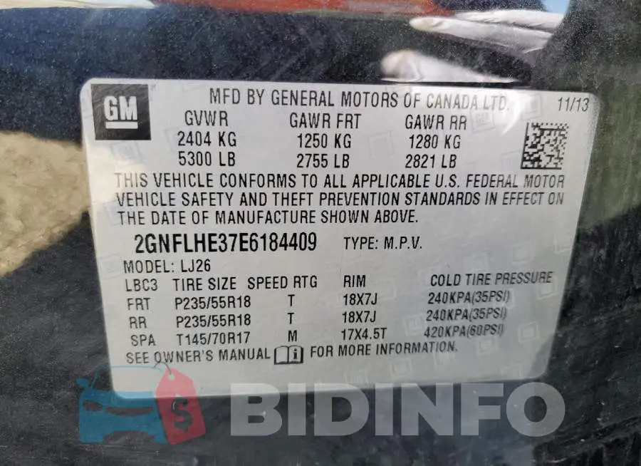 2GNFLHE37E6184409 Photo# 12