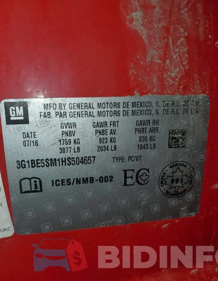 3G1BE5SM1HS504657 Photo# 13