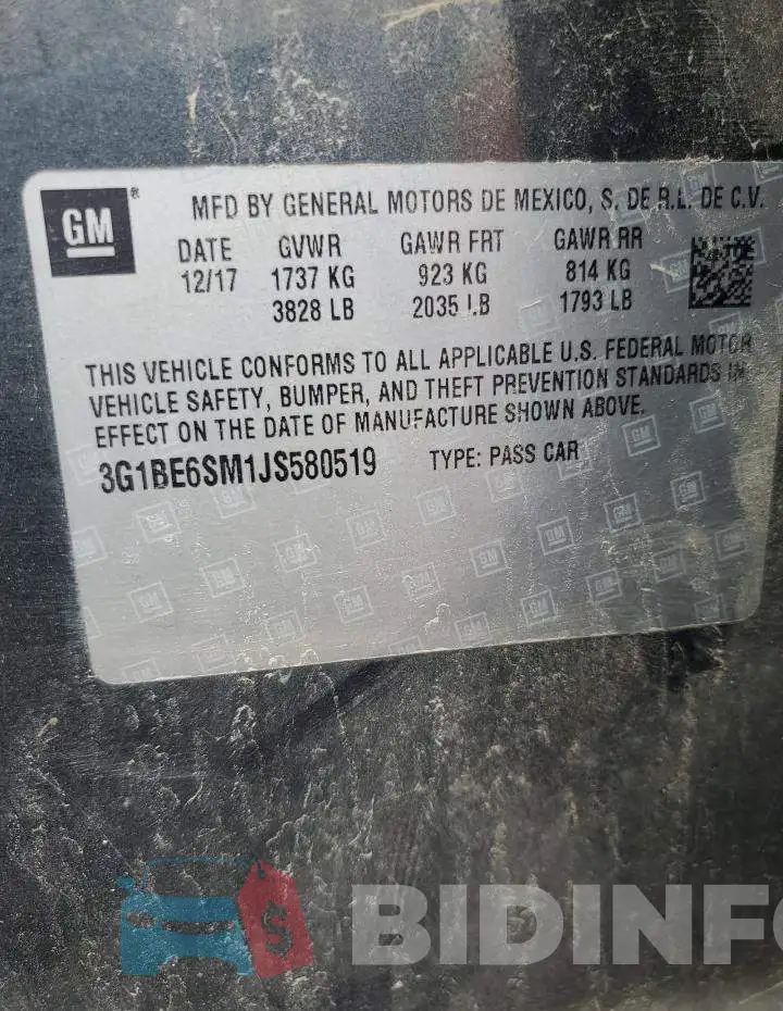 3G1BE6SM1JS580519 Photo# 13