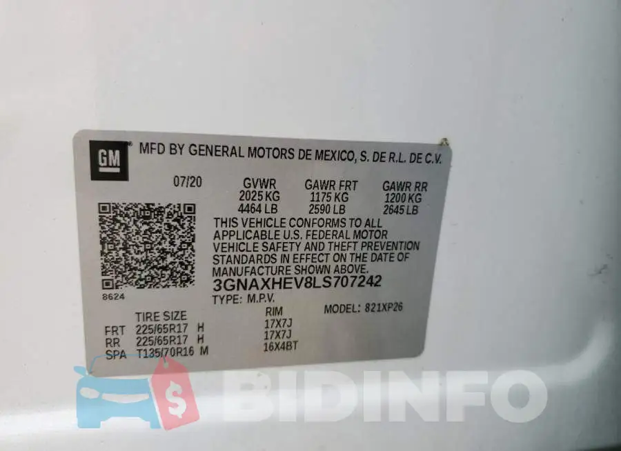 3GNAXHEV8LS707242 Photo# 13