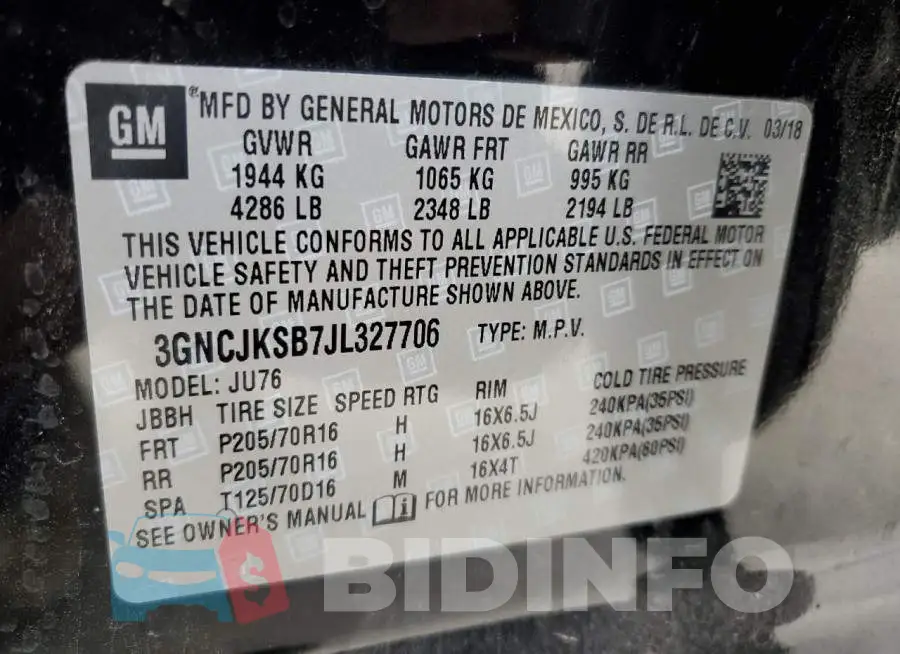 3GNCJKSB7JL327706 Photo# 13