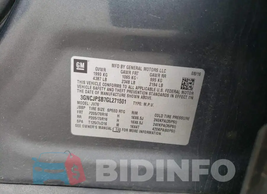 3GNCJPSB7GL271501 Photo# 13
