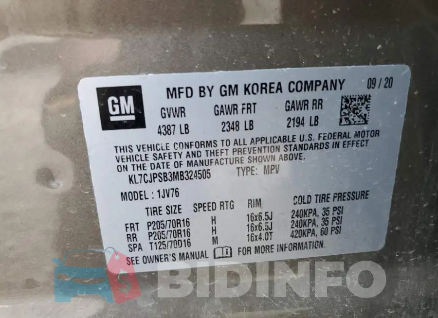 KL7CJPSB3MB324505 Photo# 13