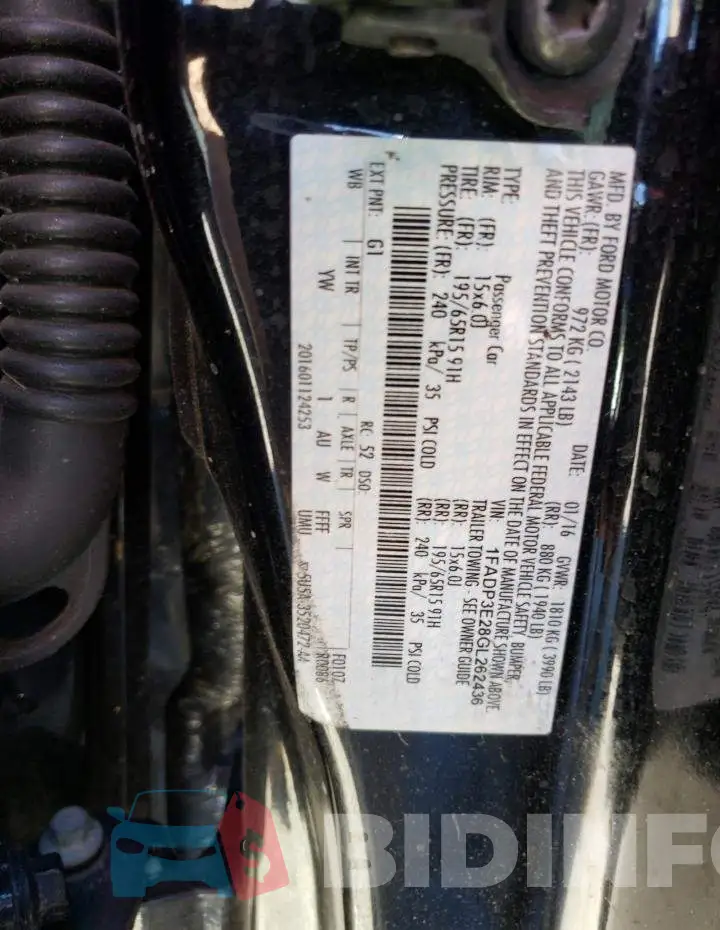 1FADP3E28GL262436 Photo# 12