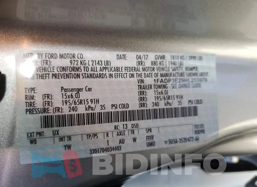 1FADP3E29HL255979 Photo# 12