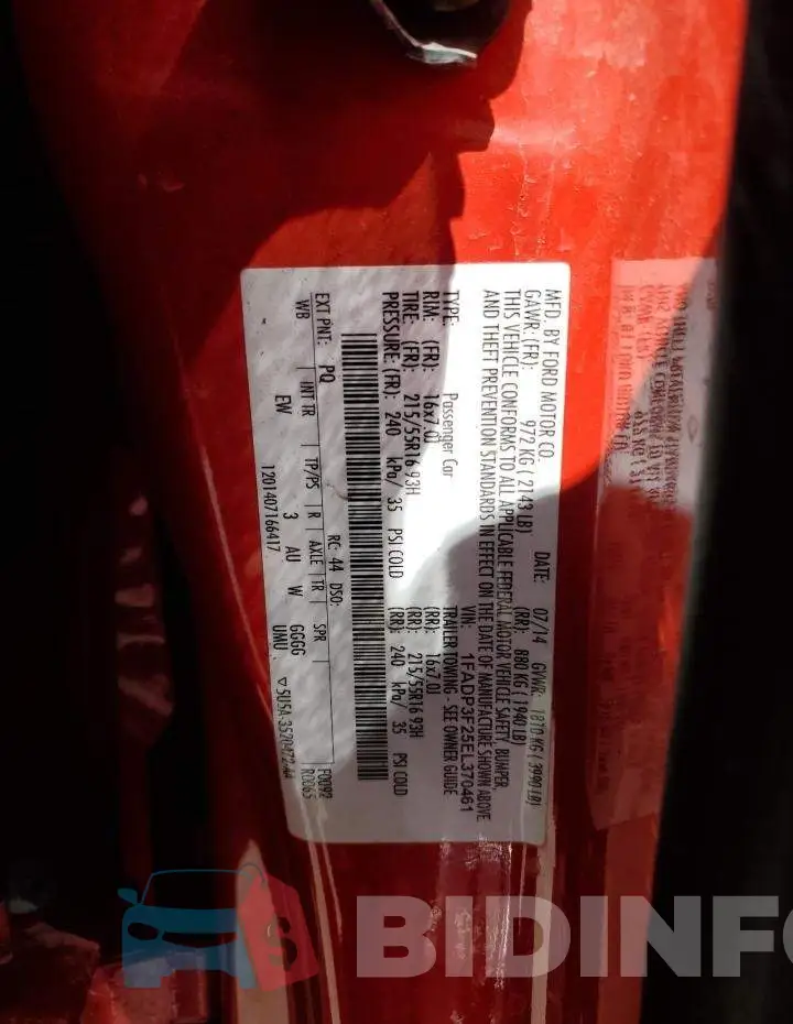 1FADP3F25EL370461 Photo# 12
