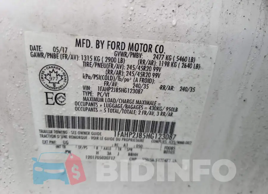 1FAHP2J85HG123087 Photo# 12