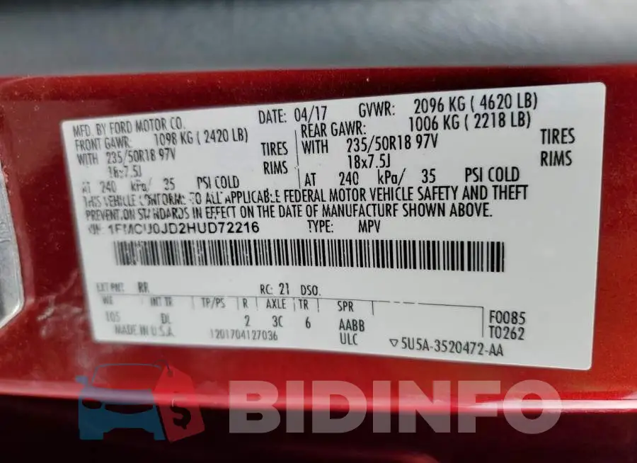 1FMCU0JD2HUD72216 Photo# 13