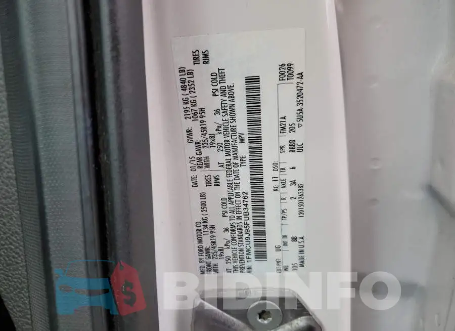 1FMCU9J95FUB34762 Photo# 13