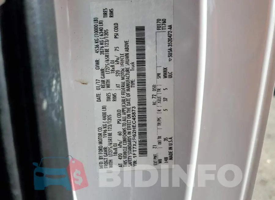 1FT7X2B62HEC45873 Photo# 13