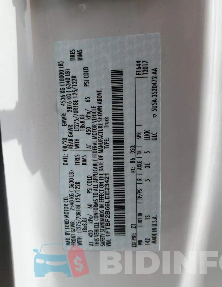 1FTBF2B66LEE23421 Photo# 13