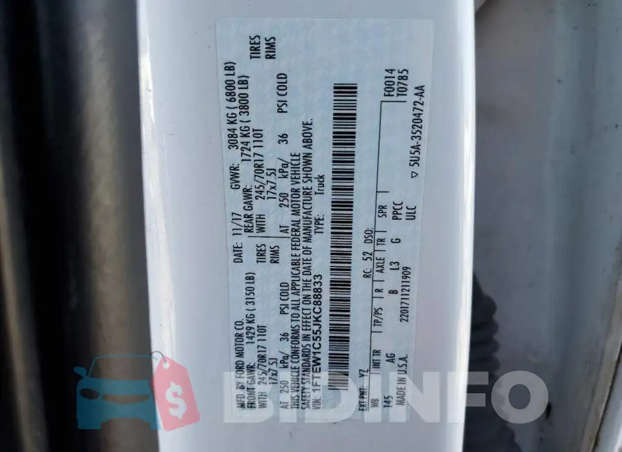 1FTEW1C55JKC88833 Photo# 12