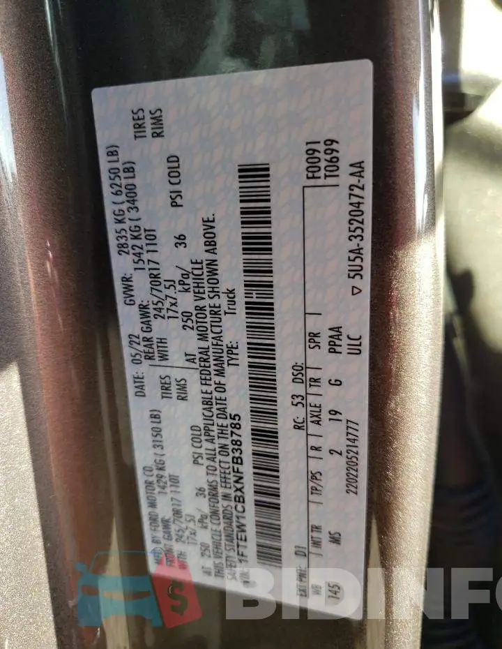 1FTEW1CBXNFB38785 Photo# 13