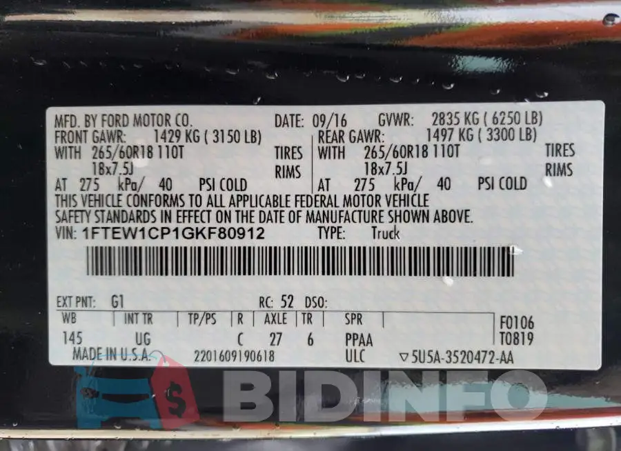 1FTEW1CP1GKF80912 Photo# 12