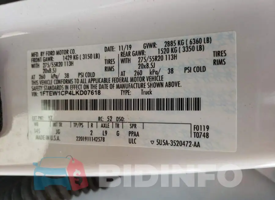 1FTEW1CP4LKD07618 Photo# 12