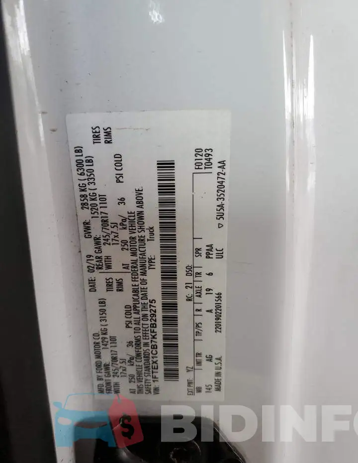 1FTEX1CB7KFB29275 Photo# 12
