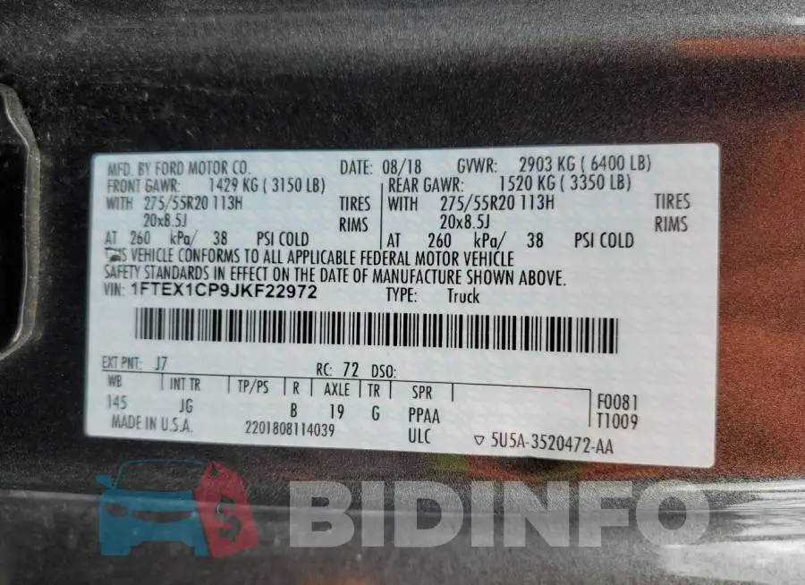 1FTEX1CP9JKF22972 Photo# 12
