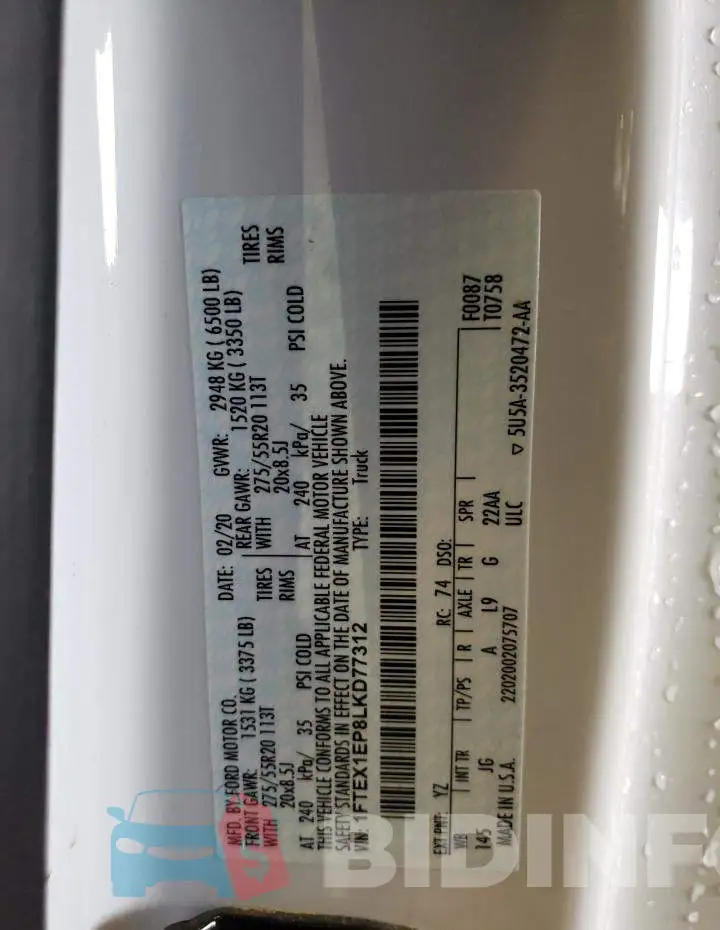 1FTEX1EP8LKD77312 Photo# 13