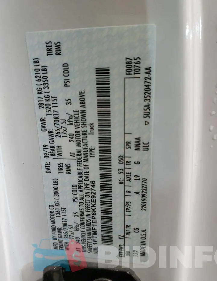 1FTMF1EP6KKE92746 Photo# 12