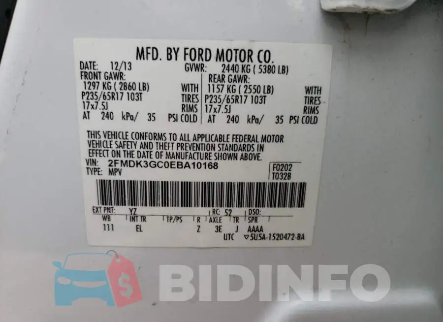 2FMDK3GC0EBA10168 Photo# 12