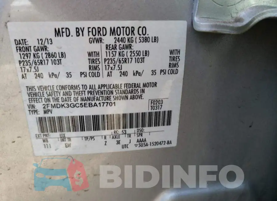 2FMDK3GC5EBA17701 Photo# 13
