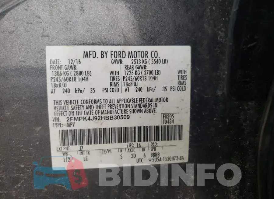 2FMPK4J92HBB30509 Photo# 12