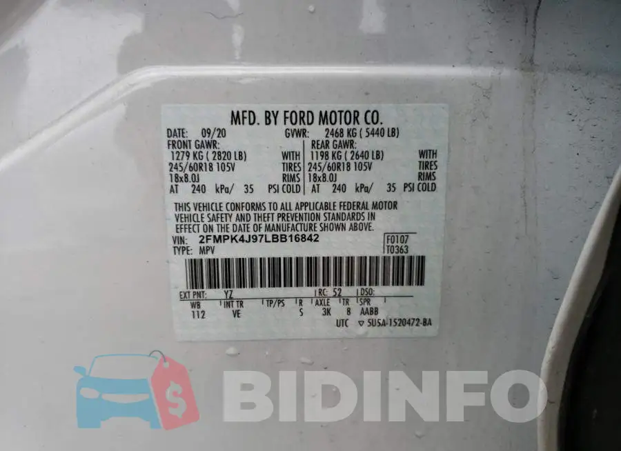 2FMPK4J97LBB16842 Photo# 14