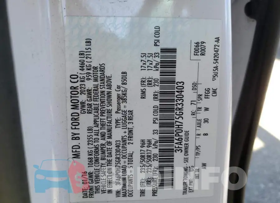 3FA6P0H75GR330403 Photo# 12