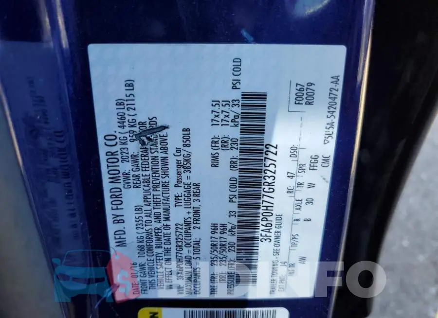 3FA6P0H77GR325722 Photo# 12