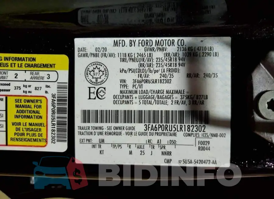 3FA6P0RU5LR182302 Photo# 13