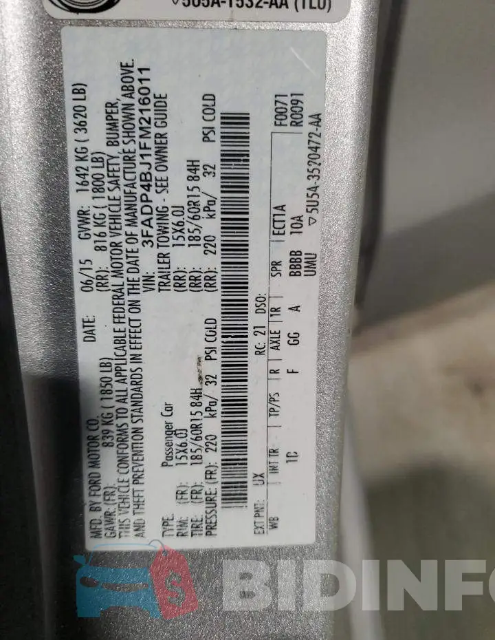 3FADP4BJ1FM216011 Photo# 12