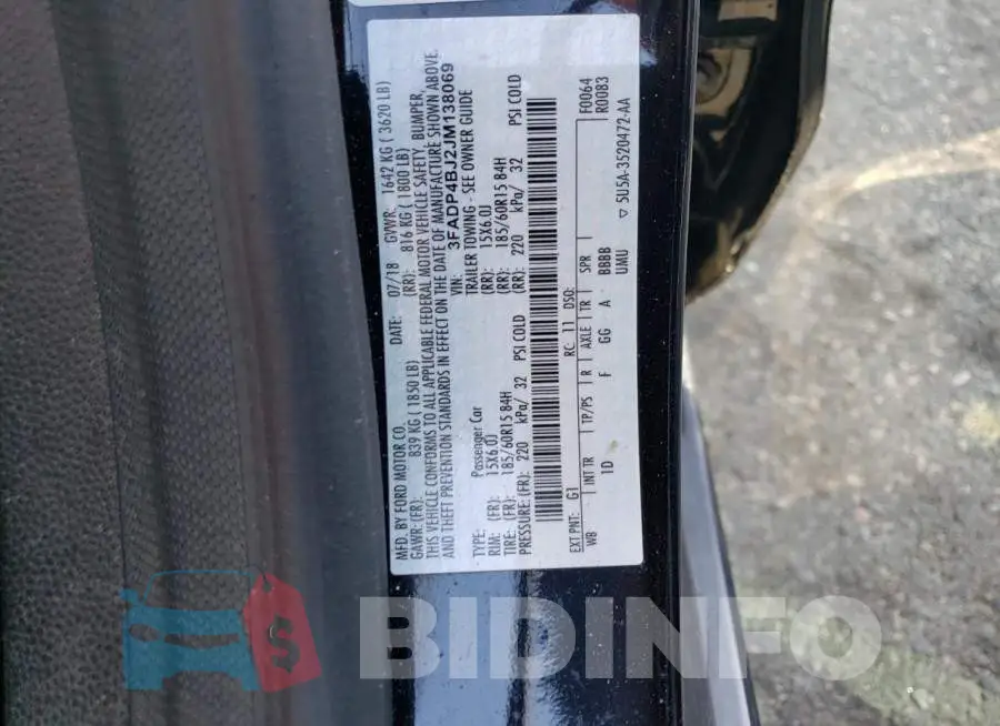 3FADP4BJ2JM138069 Photo# 12