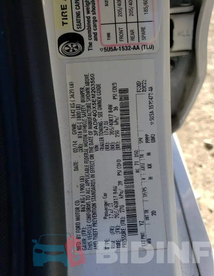 3FADP4GX5EM203550 Photo# 13