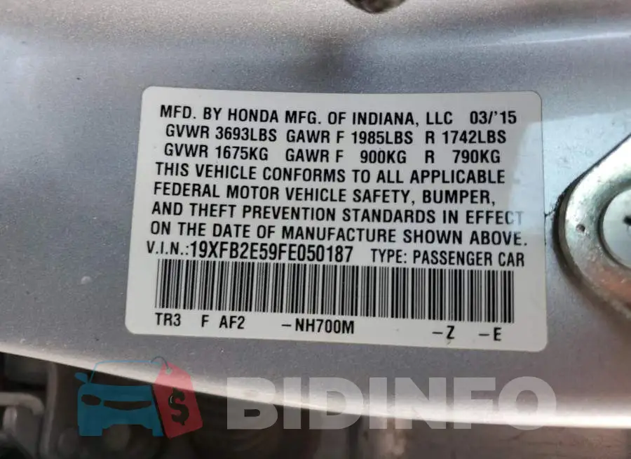 19XFB2E59FE050187 Photo# 13