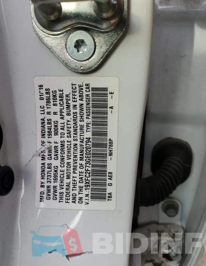 19XFC2F73GE020794 Photo# 12