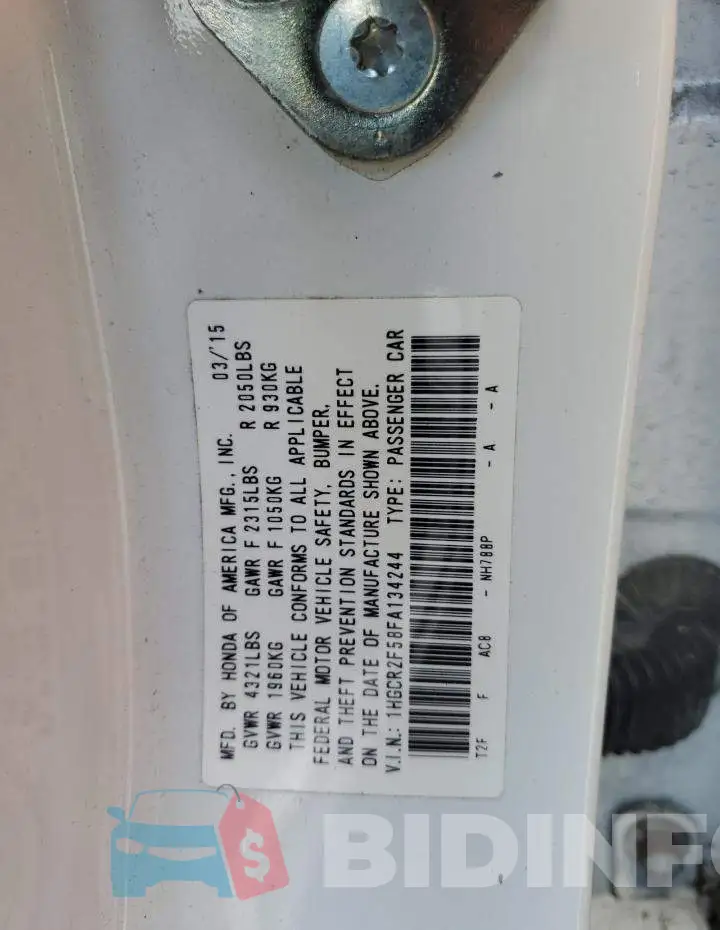 1HGCR2F58FA134244 Photo# 12