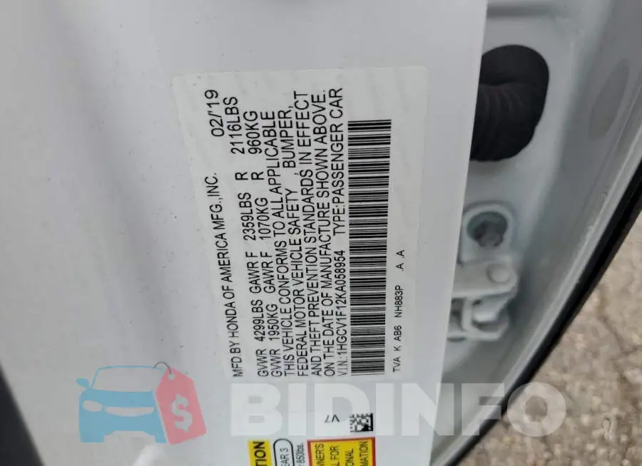 1HGCV1F12KA058954 Photo# 12