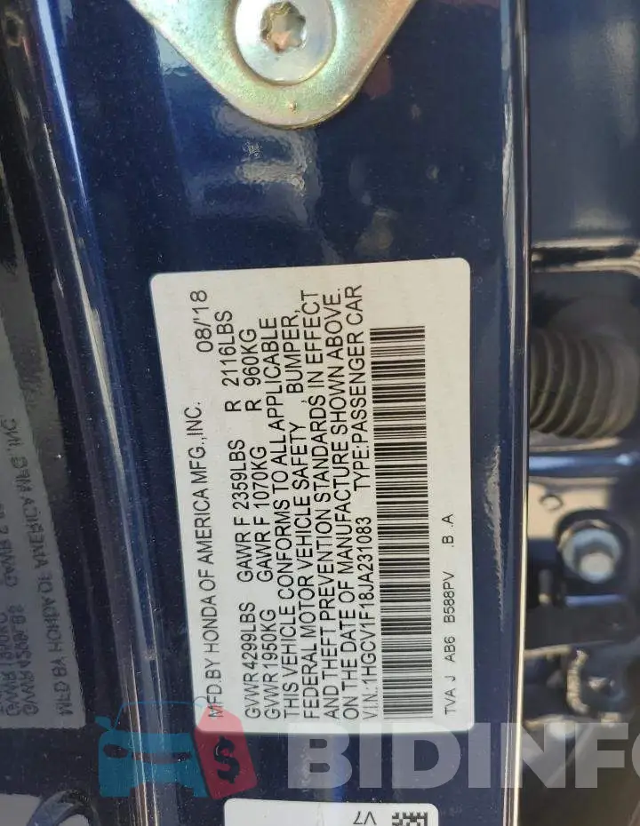 1HGCV1F18JA231083 Photo# 12