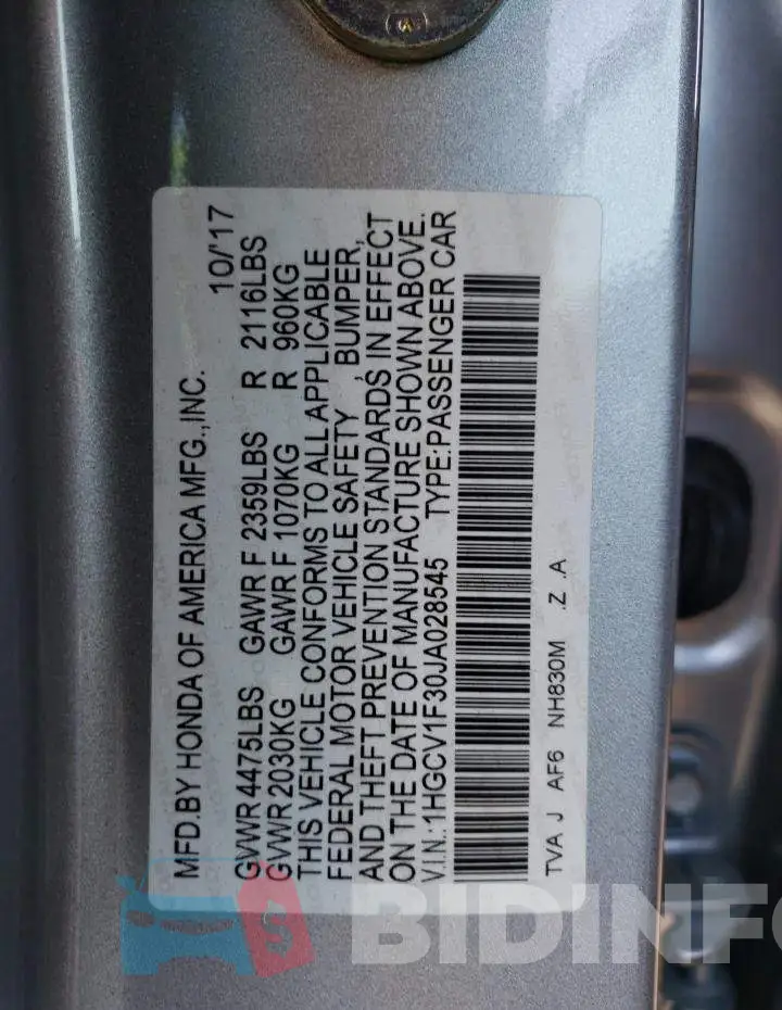 1HGCV1F30JA028545 Photo# 12