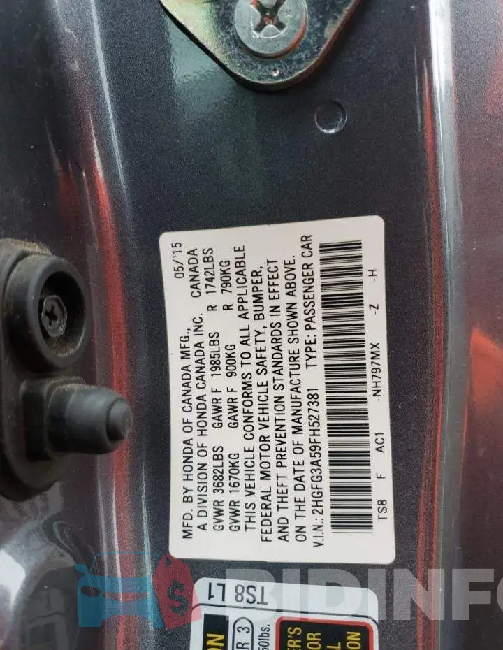 2HGFG3A59FH527381 Photo# 13