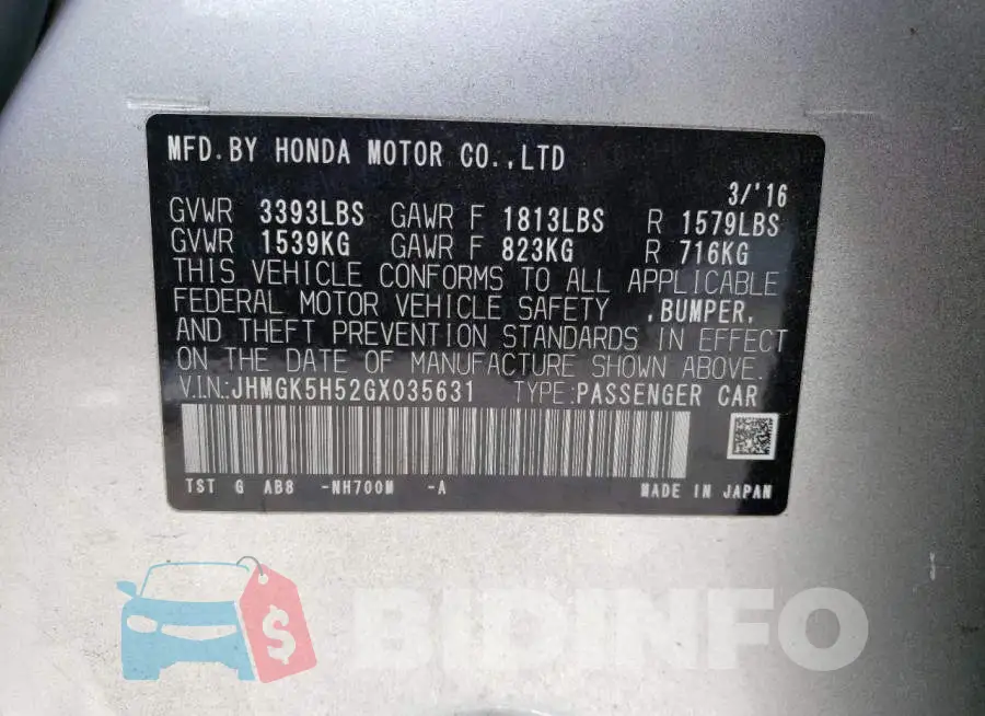 JHMGK5H52GX035631 Photo# 12