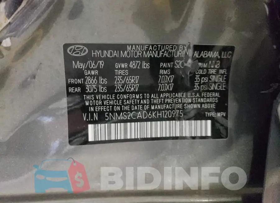 5NMS2CAD6KH120975 Photo# 12