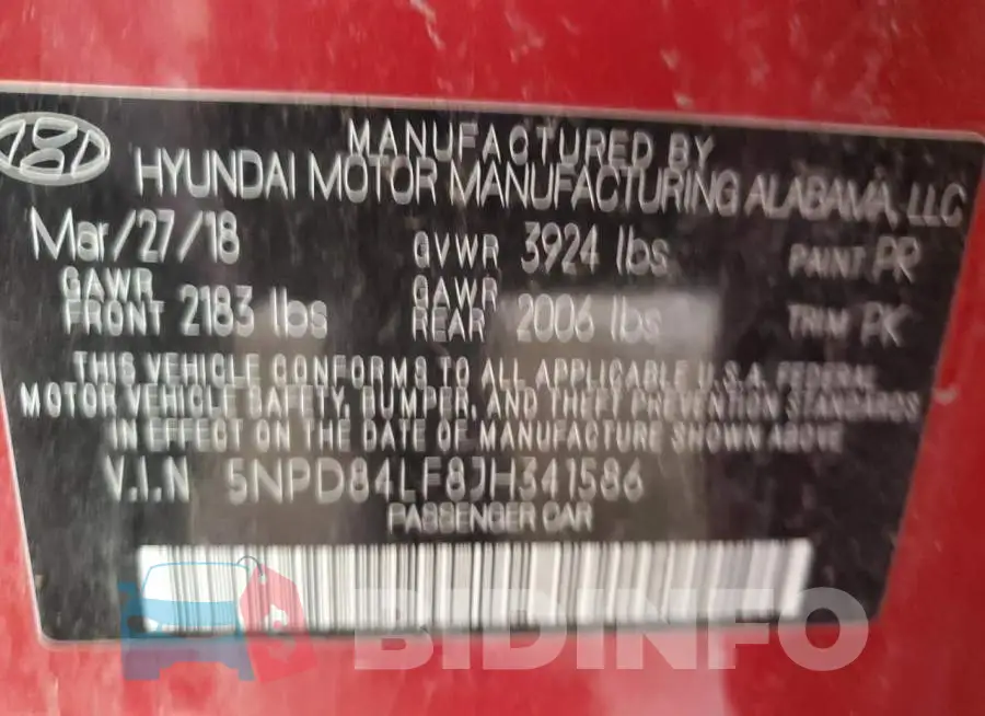 5NPD84LF8JH341586 Photo# 12