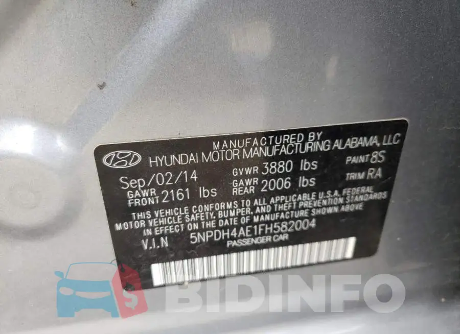 5NPDH4AE1FH582004 Photo# 10