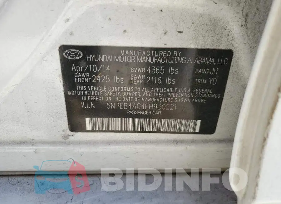 5NPEB4AC4EH930221 Photo# 12