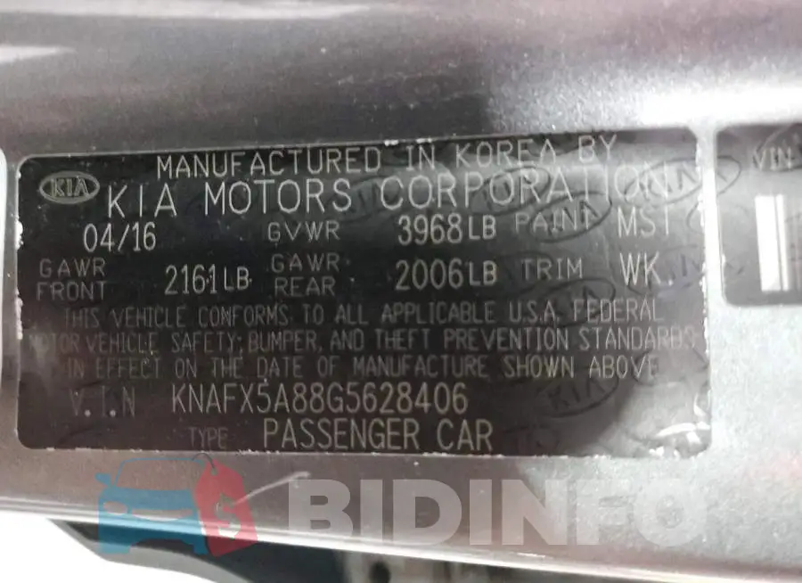 KNAFX5A88G5628406 Photo# 12