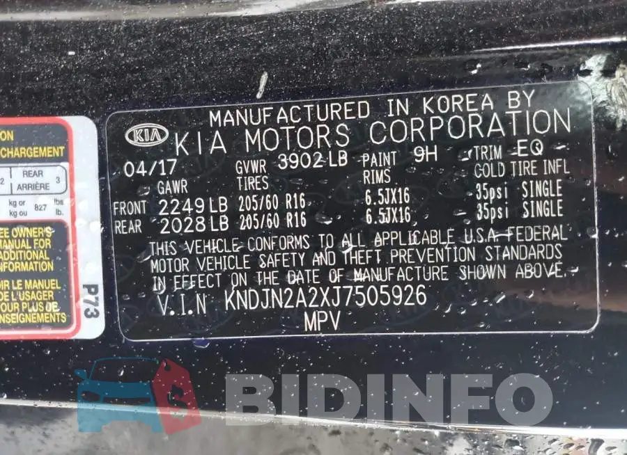 KNDJN2A2XJ7505926 Photo# 13