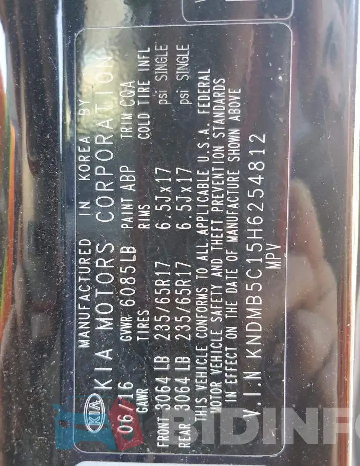 KNDMB5C15H6254812 Photo# 13