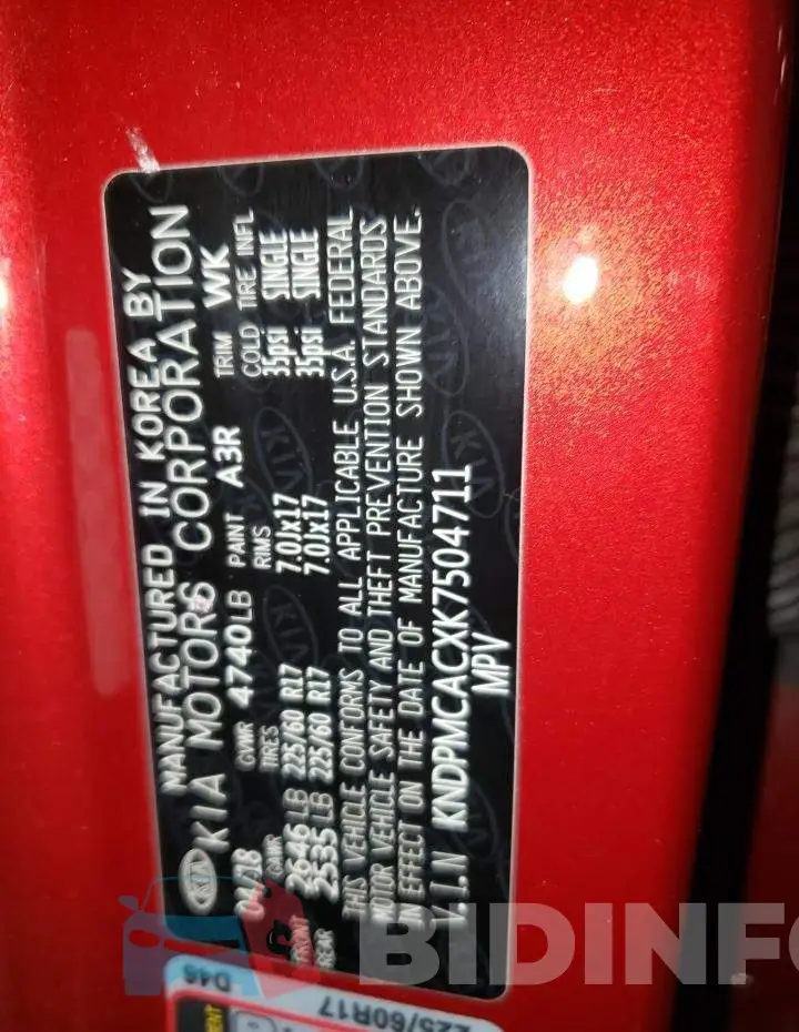 KNDPMCACXK7504711 Photo# 10
