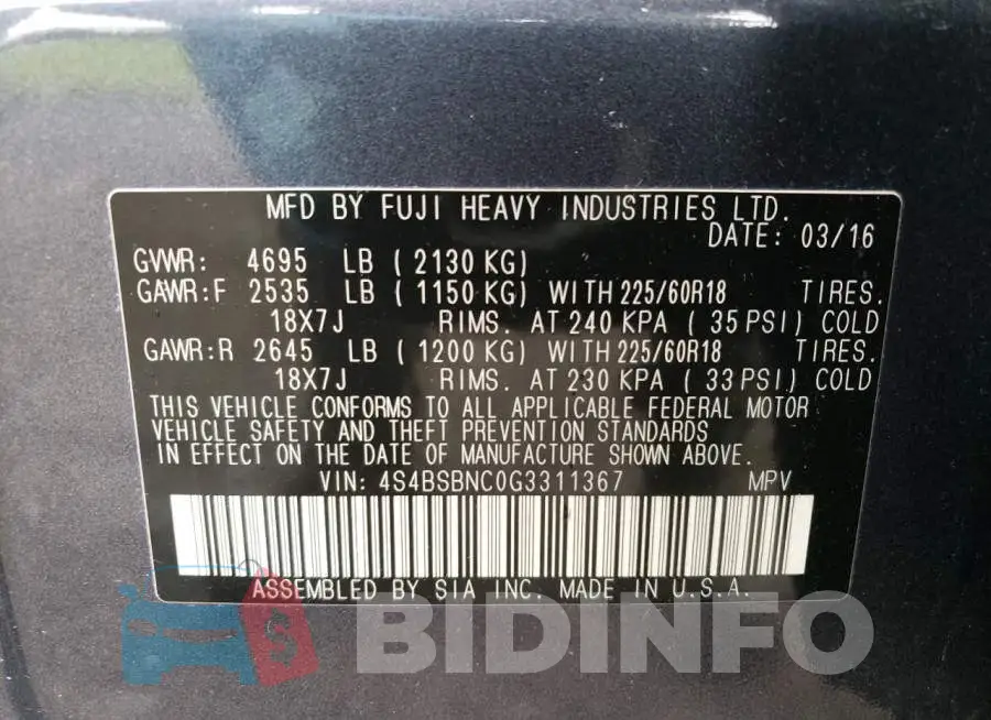 4S4BSBNC0G3311367 Photo# 14